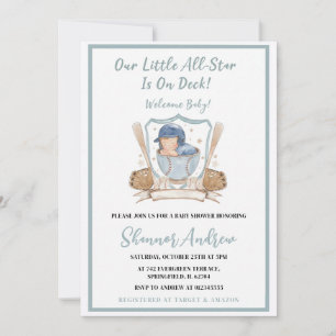 Invitación Ducha de Deportes Pequeña Estrella de Béisbol