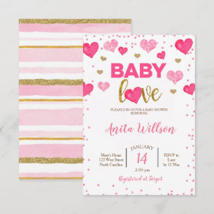 Invitación Ducha de Día de San Valentín Amor de Bebé