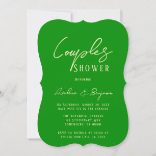 Invitación Ducha de dos parejas de tipografía verde de césped