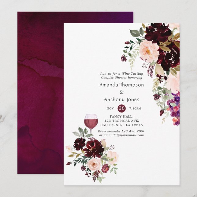 Invitación Ducha de duchas para dos parejas de degustación de (Anverso / Reverso)