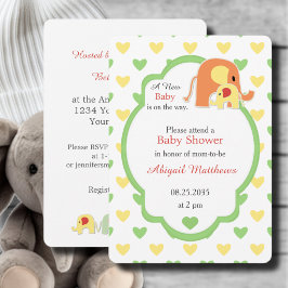 Invitación Ducha de Elefante Bebé Neutro en Género