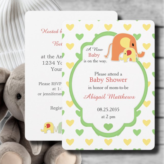 Invitación Ducha de Elefante Bebé Neutro en Género (Subido por el creador)