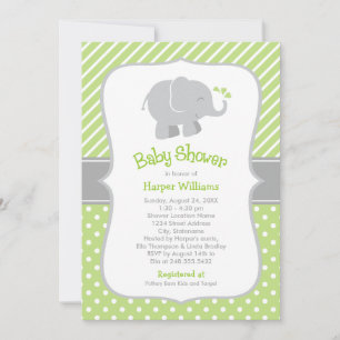 Invitación Ducha de elefante verde moderno de género neutro