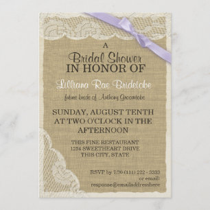 Invitación Ducha de encaje vintage y cinta de novia