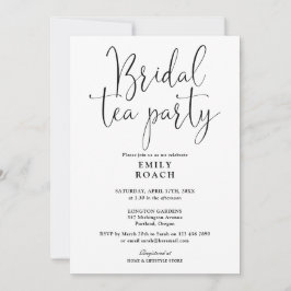 Invitación Ducha de Fiesta de té de novia con guión negro y b