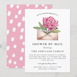 Invitación Ducha De Flor Rosa Peony Por Correo