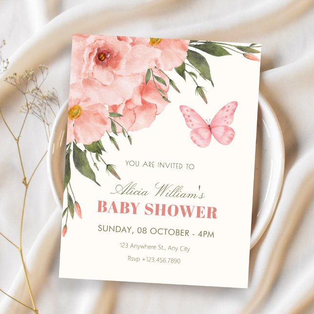 Invitación Ducha de flores rosadas para bebé (Subido por el creador)