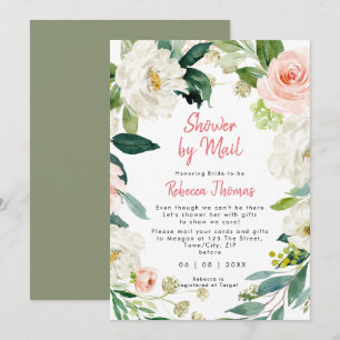 Invitación ducha de flores rosas por correo a distancia ducha