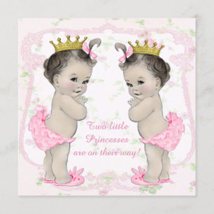 Invitación Ducha de gemelas bebé niña