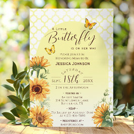 Invitación Ducha de girasoles, pequeña mariposa amarilla, beb
