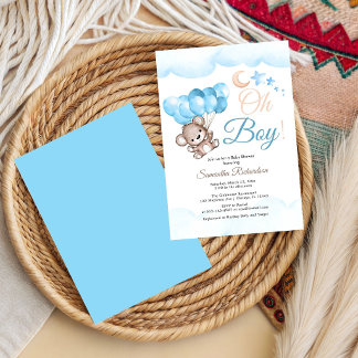 Invitación Ducha de globos azules divertidos para niño 
