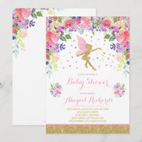 Ducha de hadas floridas invitadas por Baby Shower