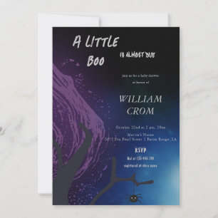 Invitación Ducha de Halloween Little Boo Noche Profunda y Osc