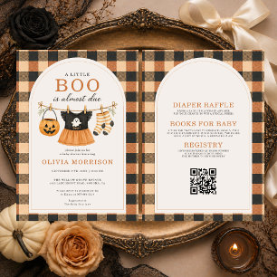 Invitación Ducha de Halloween para Bebé Niña Todo en Uno