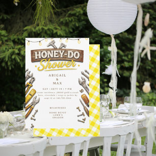 Invitación Ducha de herramientas para parejas Yellow Honey