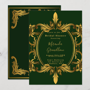 Invitación Ducha de honor de ornamento de oro verde esmeralda
