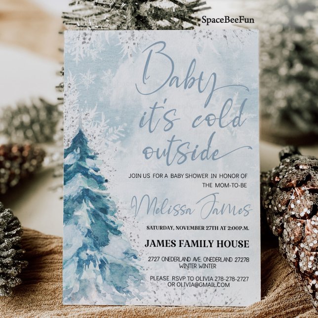 Invitación Ducha de invierno bebé niño bebé hace frío afuera  (Winter baby shower Boy Baby it's cold outside Baby shower invitation Winter baby shower invites Chri)