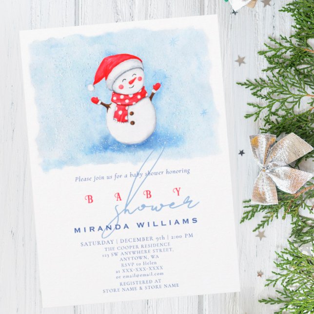 Invitación Ducha de invierno de bebé Cute Pequeño Snowman acu (I wish you happiness))))