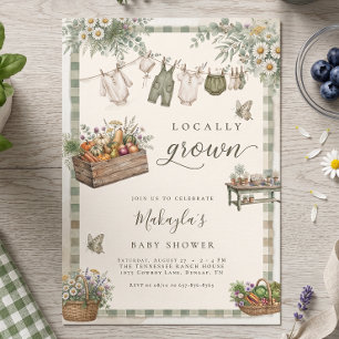 Invitación Ducha de jardín de verduras de cosecha local para