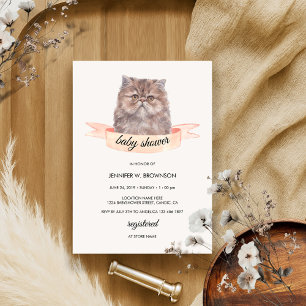 Invitación Ducha de la cinta del gato persa