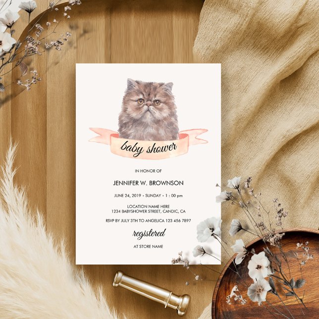 Invitación Ducha de la cinta del gato persa (Subido por el creador)
