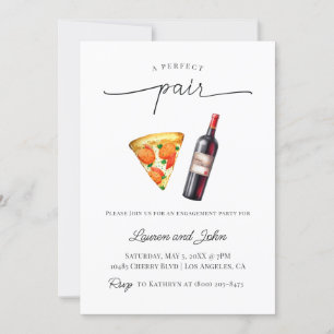 Invitación Ducha de la fiesta de compromiso de Pizza de Vino 