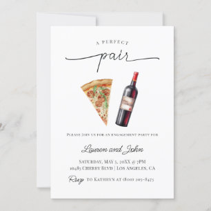 Invitación Ducha de la fiesta de compromiso de Pizza de Vino 