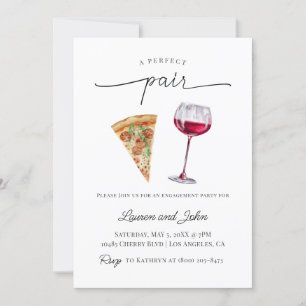 Invitación Ducha de la fiesta de compromiso de Pizza de Vino 