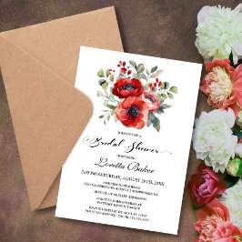 Invitación Ducha de la novia de la adormidera roja