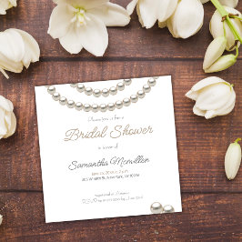 Invitación Ducha de la novia Pearl elegante y blanca