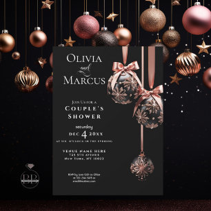 Invitación Ducha De La PAREJA   Balbuceos rosados y onyx de i