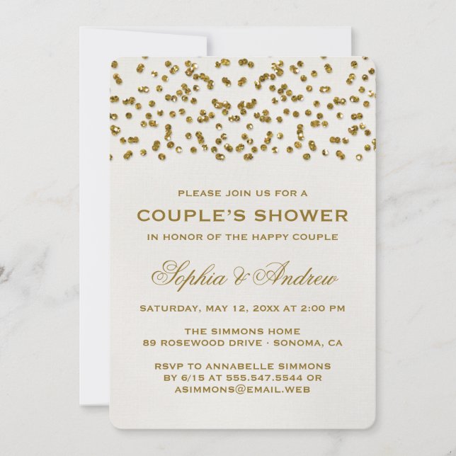 Invitación Ducha de la pareja Confetti, Purpurina de glamour  (Anverso)