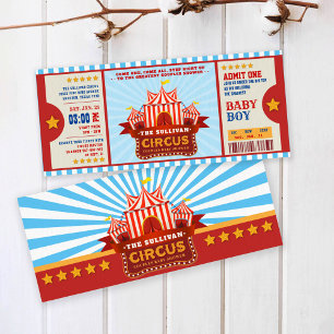 Invitación Ducha de la pareja de boletos de circo en color ed
