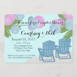 Invitación Ducha de la pareja de faroles de playa