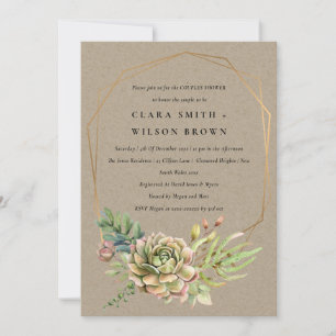 INVITACIÓN DUCHA DE LA PAREJA DE LA PAREJA DE CACTI DE KRAFT 