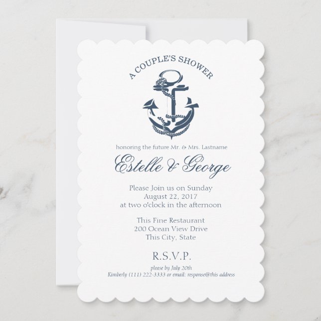 Invitación Ducha de la pareja de presentadores náuticos (Anverso)