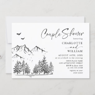 Invitación Ducha de la Pareja Forestal de las Montañas Dibuja