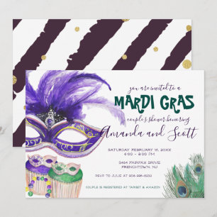 Invitación Ducha de la pareja Mardi Gras