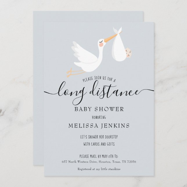 Invitación Ducha de larga distancia/Espoleta por correo (Anverso / Reverso)