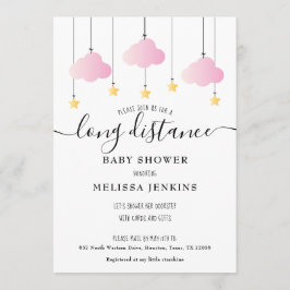 Invitación Ducha de Larga Distancia | Rociar por Correo Rosa