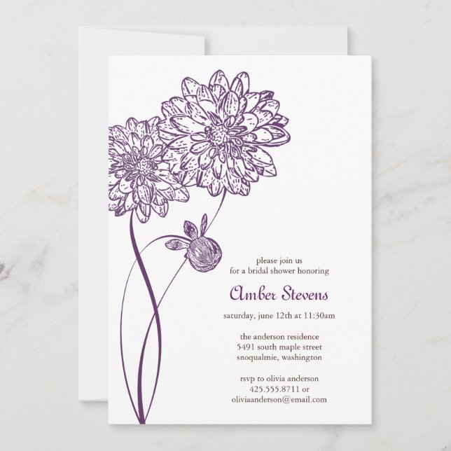 Invitación Ducha de las dalias del verano/invitación del (Anverso)