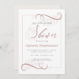 Invitación Ducha de las hojas de crema pálida y marrón de esp