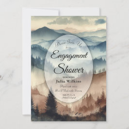 Invitación Ducha de las montañas azul y marrón mocha