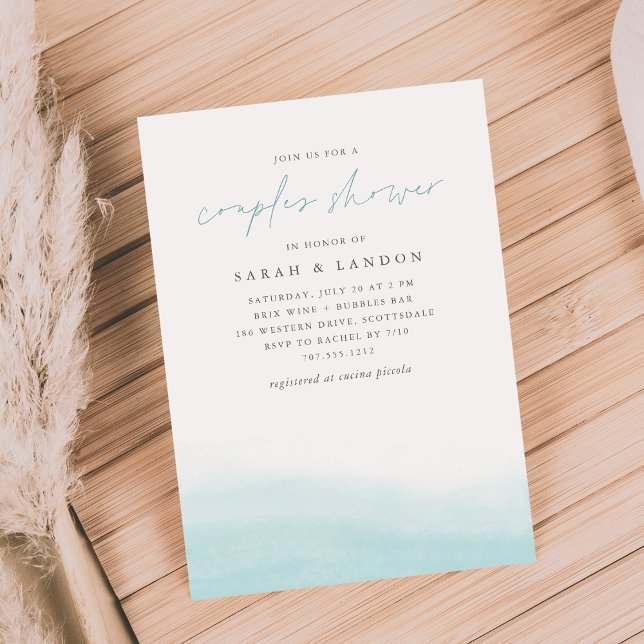 Invitación Ducha de las parejas acuáticas costeras Aqua Tides (Subido por el creador)