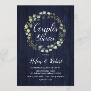 Invitación Ducha de las parejas azules de la marina azul euca