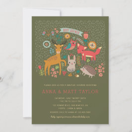 Invitación Ducha de las parejas de animales de Woodland