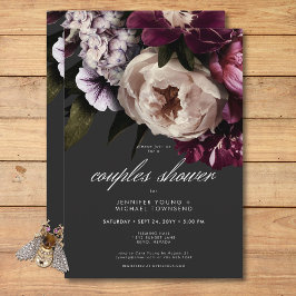 Invitación Ducha de las parejas de borgoña y crema moderna