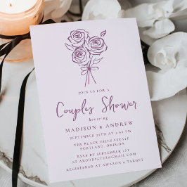 Invitación Ducha de las parejas de Bouquet de color rosa mora