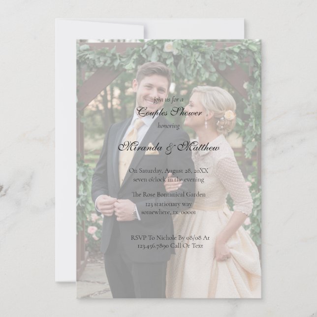 Invitación Ducha de las parejas de buey-rosa amarillo-butter- (Anverso)