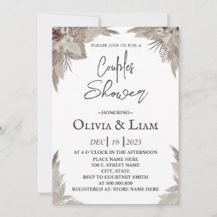 Invitación Ducha de las parejas de césped Boho Pampas